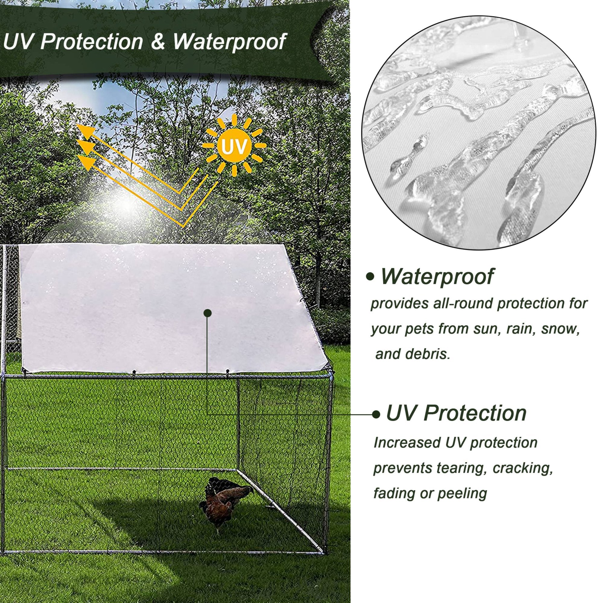 Holaki Large Metal Chicken Coop Hen Run House Flat Walk-in Cage 10x13x6.4 ft