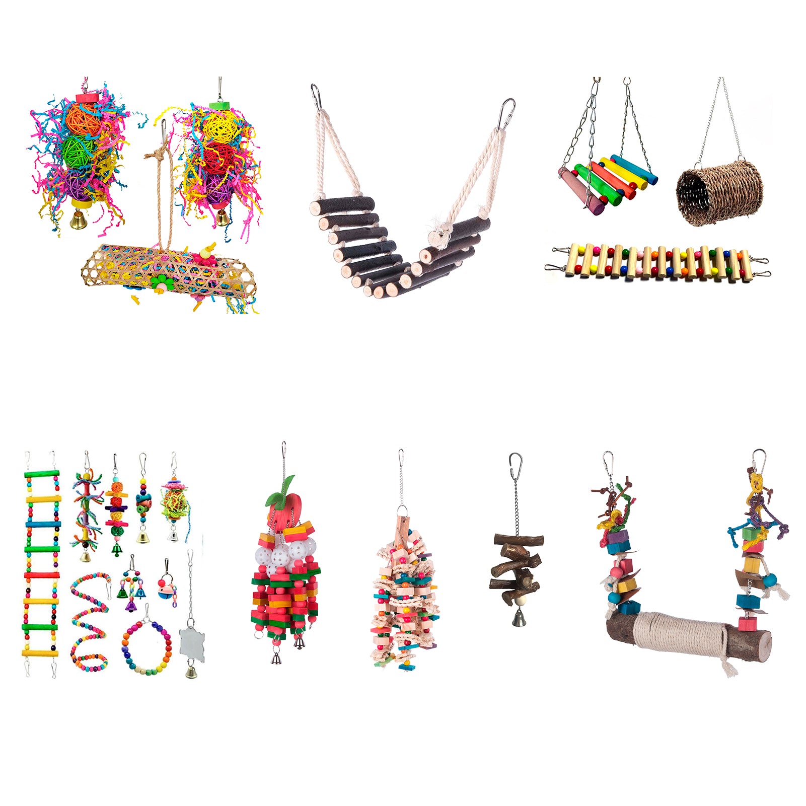 Bird Swing Perch for Birds Chewing Toy Parrot Chew Toy Bird Cage Hanging Training Toy Accessories for Large Medium Birds