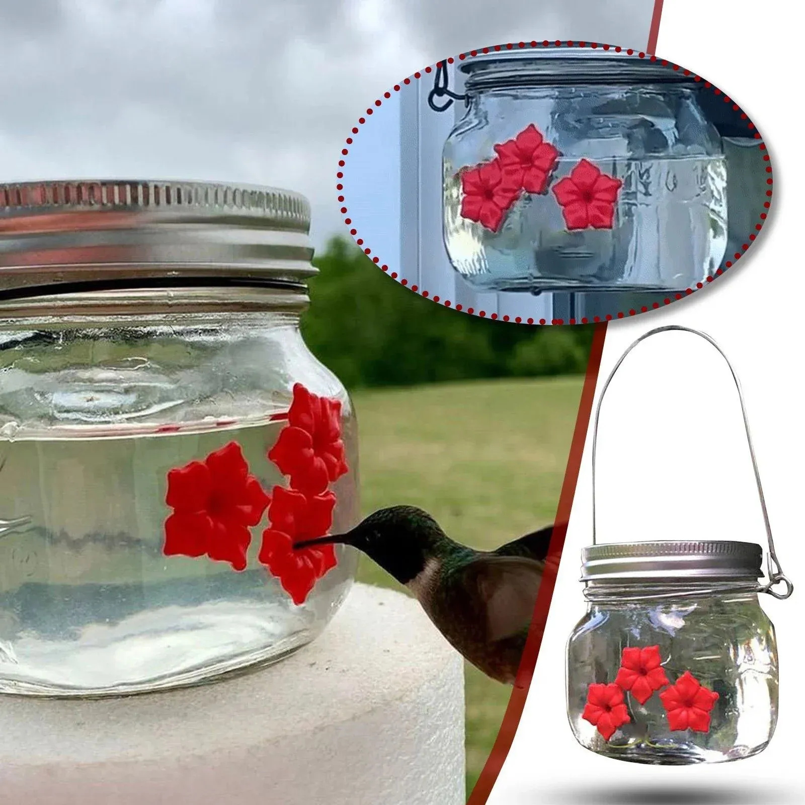 🔥 BIG SALE - 49% OFF🔥🔥- Beautiful Mason Jar Hummingbird Feede