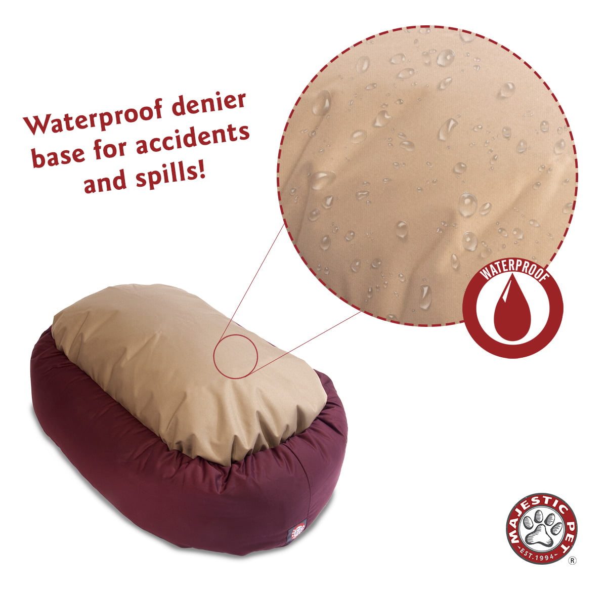 Majestic Pet | Poly/Cotton Sherpa Bagel Pet Bed For Dogs， Burgundy， Large