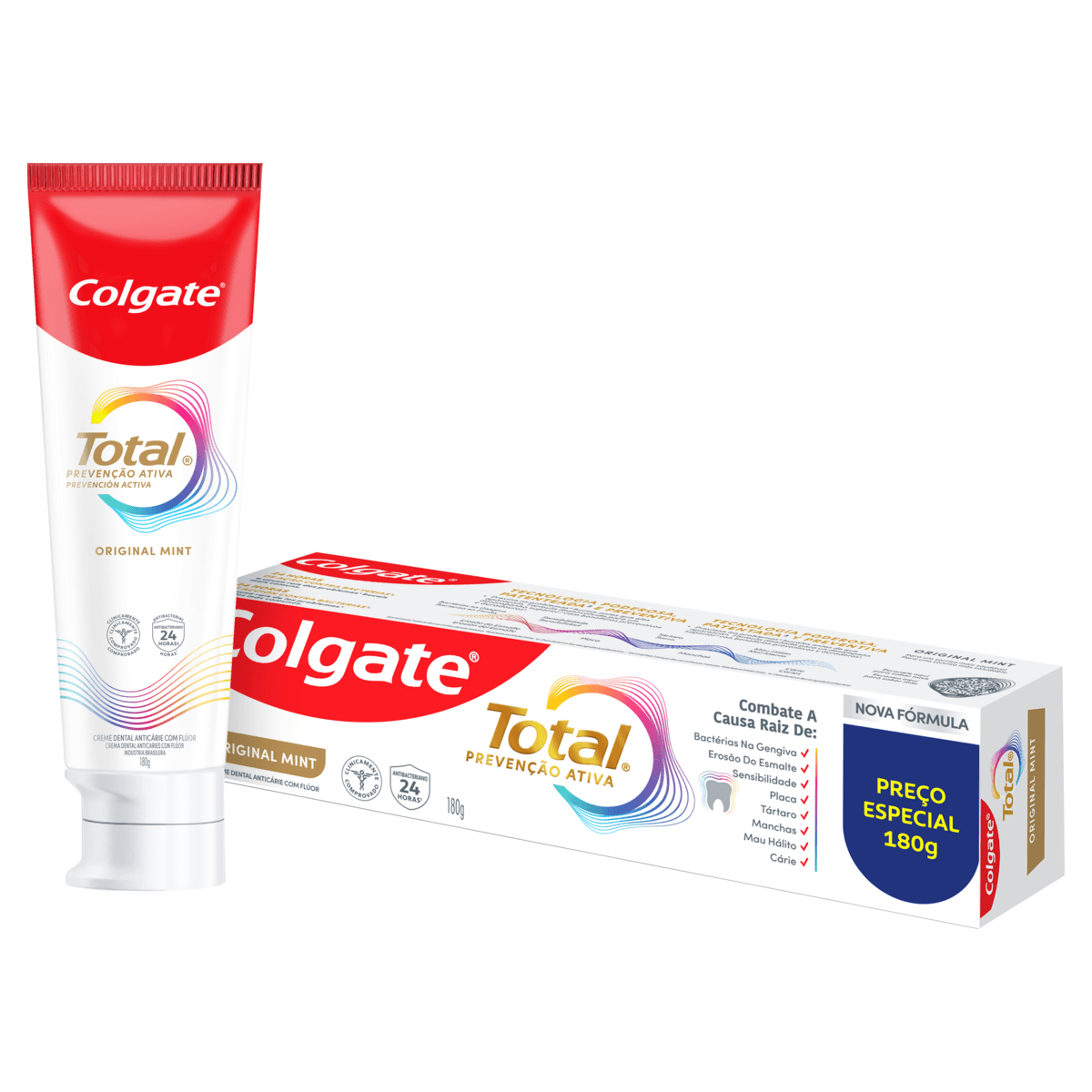 Creme Dental Original Mint Colgate Total Prevencao Ativa Caixa 180g