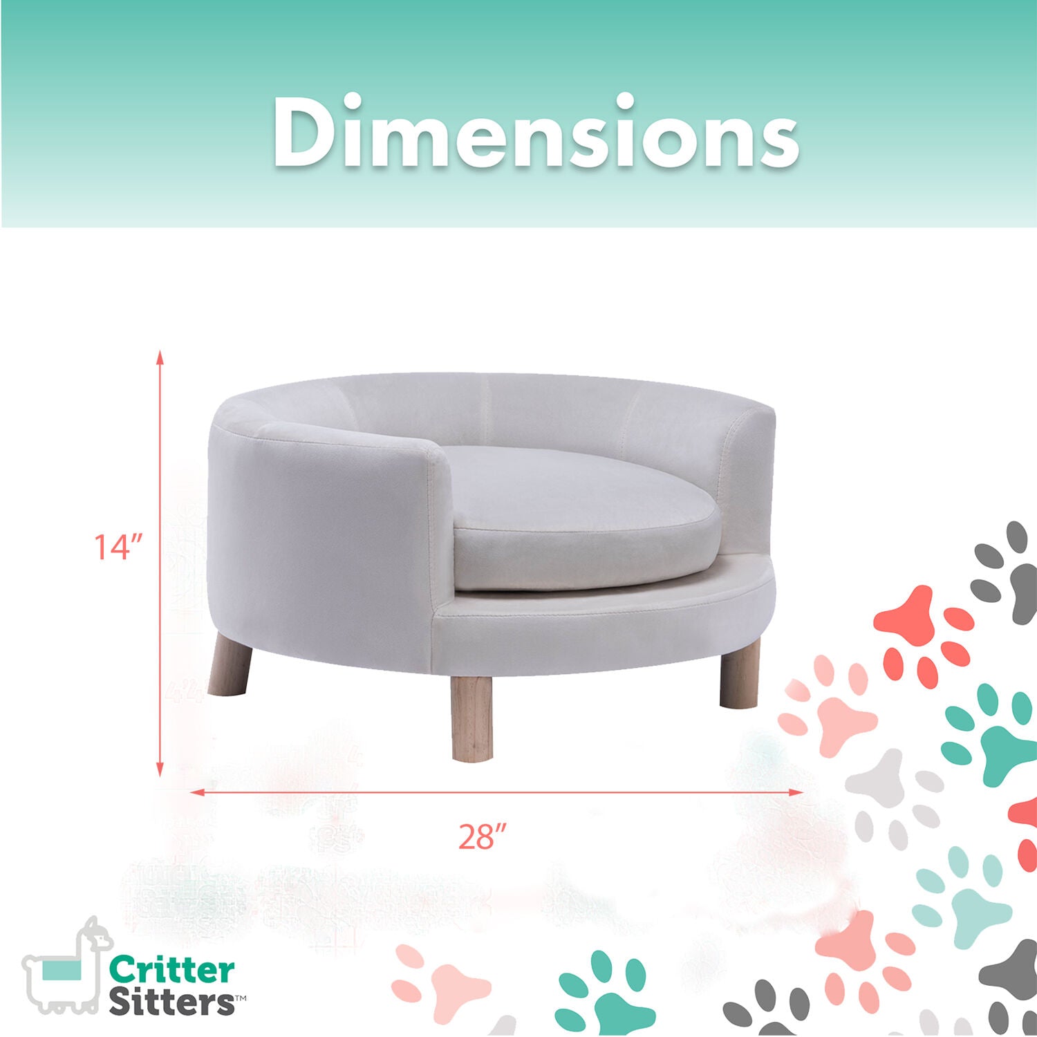 Critter Sitters 28-In. Elegant White Faux-Velvet Circular Pet Bed for Small to Medium-Sized Dogs and Cats