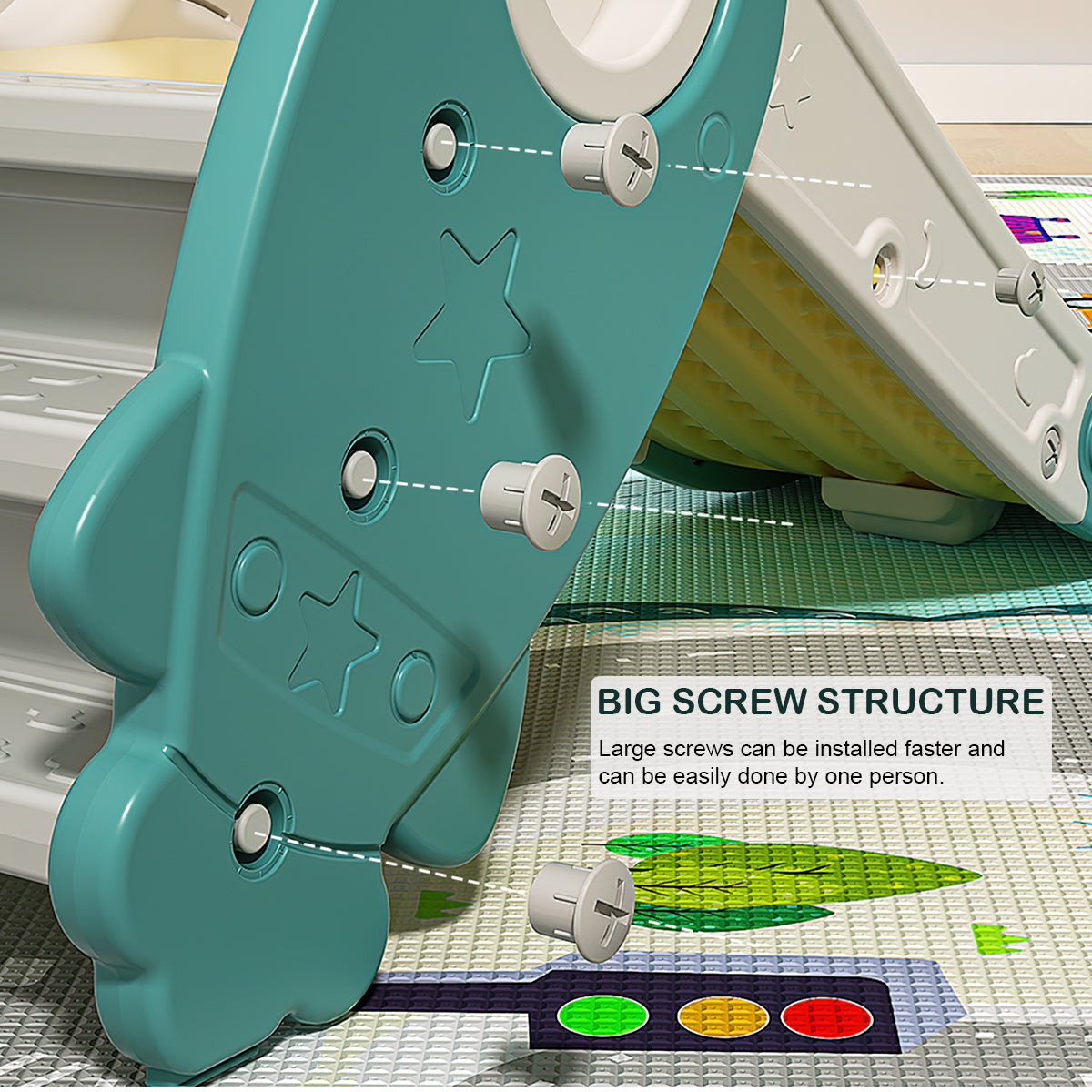 KUIKUI Toddler Slide Climber Set for Indoor Outdoor 3 Steps Freestanding Slide， Suitable Age1-5 Years Old Children Easy Set Up Baby Playset