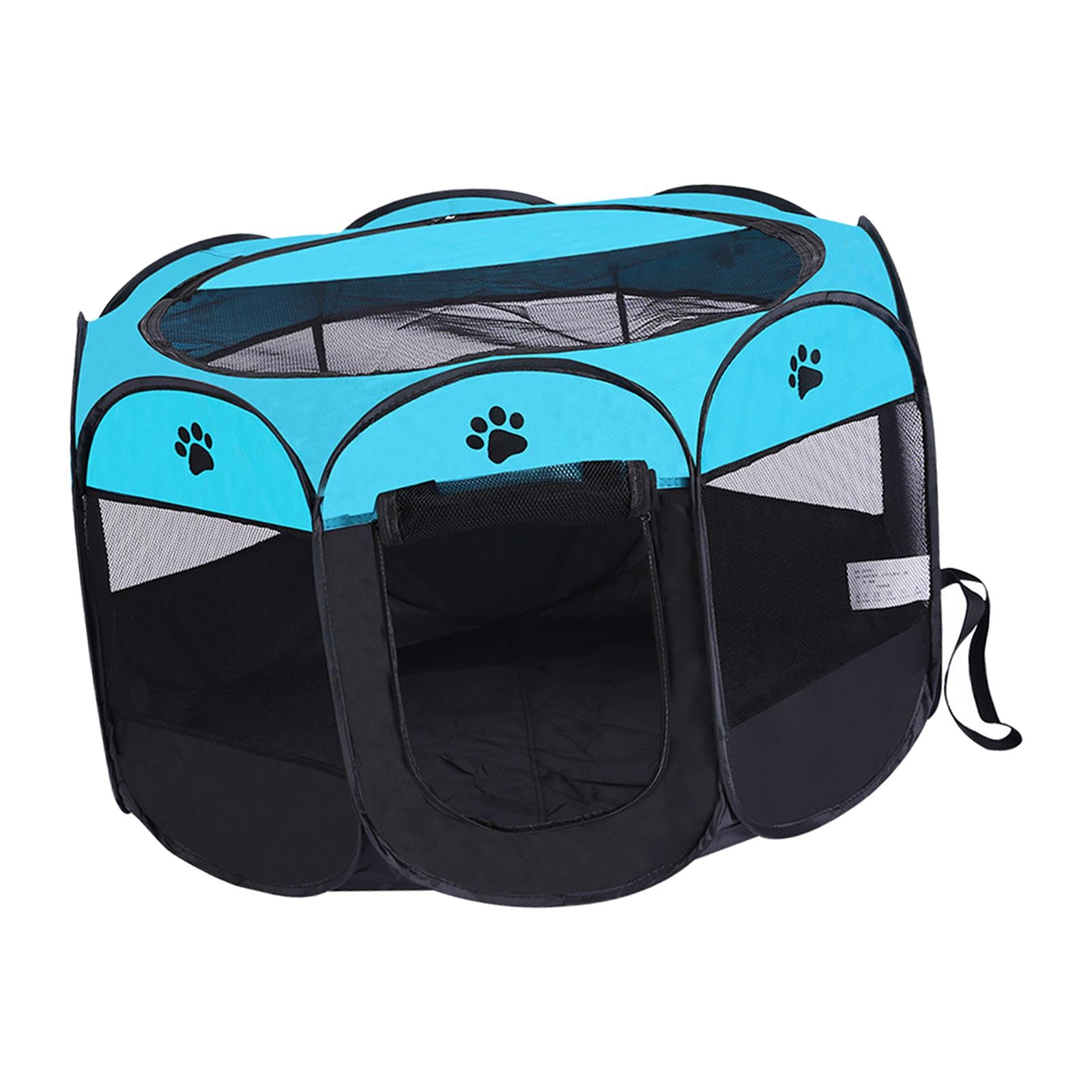 Lightweight Foldable Pet Playpen Soft Breathable Mesh Exercise Pen Kennel Oxford Fabric for Cat Indoor Outdoor Travel Camping Use Dog Black