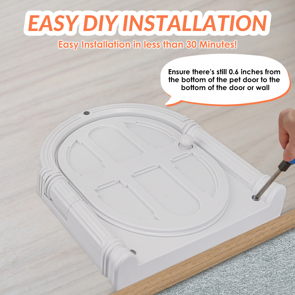 AUTOWT Interior Cat Door - No Noise Lockable Indoor Cat Door for Small Cats Kitties Kittens Puppy- Privacy No Flap Pet Door Blocking Dog and Cat Litter Odors - Easy DIY Setup Suitable for Wooden