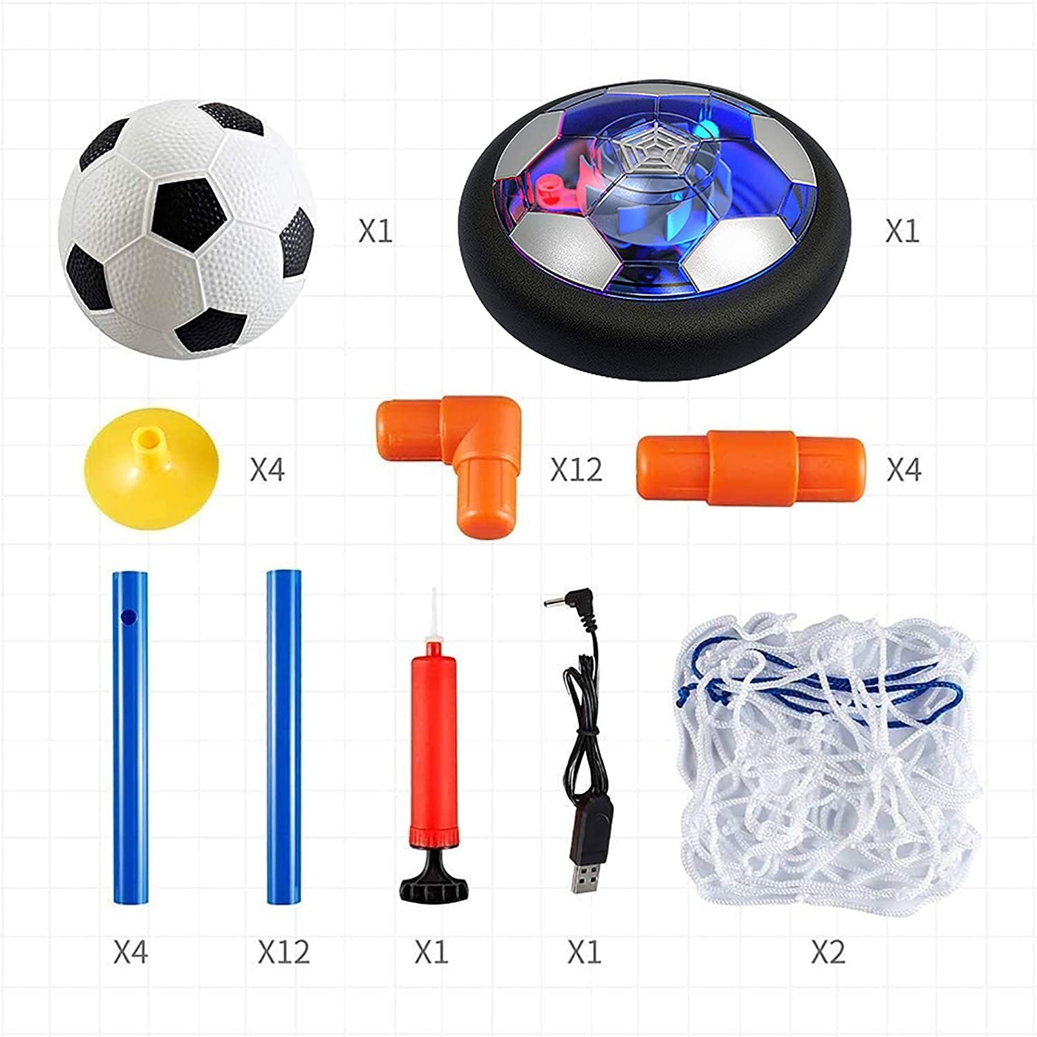 HugeWave Hover Soccer Ball Kids Toy，with 2 Goals and Inflatable Ball， Indoor Floating Soccer， Gifts for Age 3 -10 Years Old Boys Girls