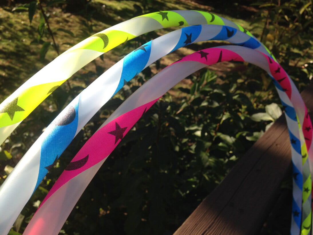 UV/blacklight reactive Moon and Star Grip taped polypro or hdpe collapsible hula hoop