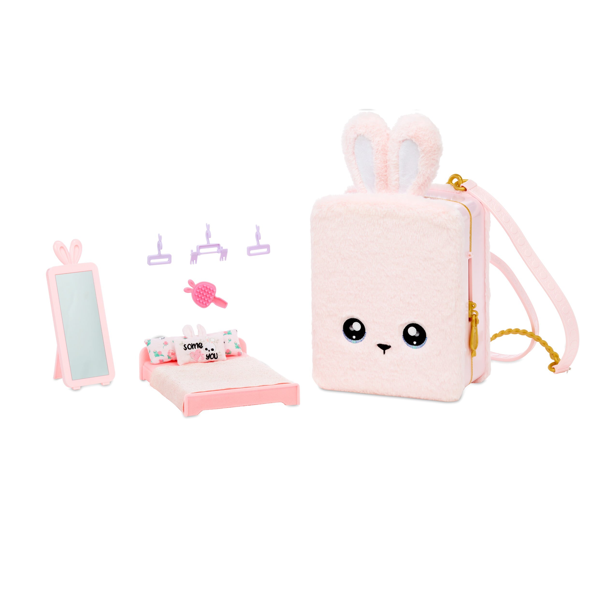 Na! Na! Na! Surprise 3-in-1 Backpack Bedroom Pink Bunny Playset with Limited Edition Doll Playset