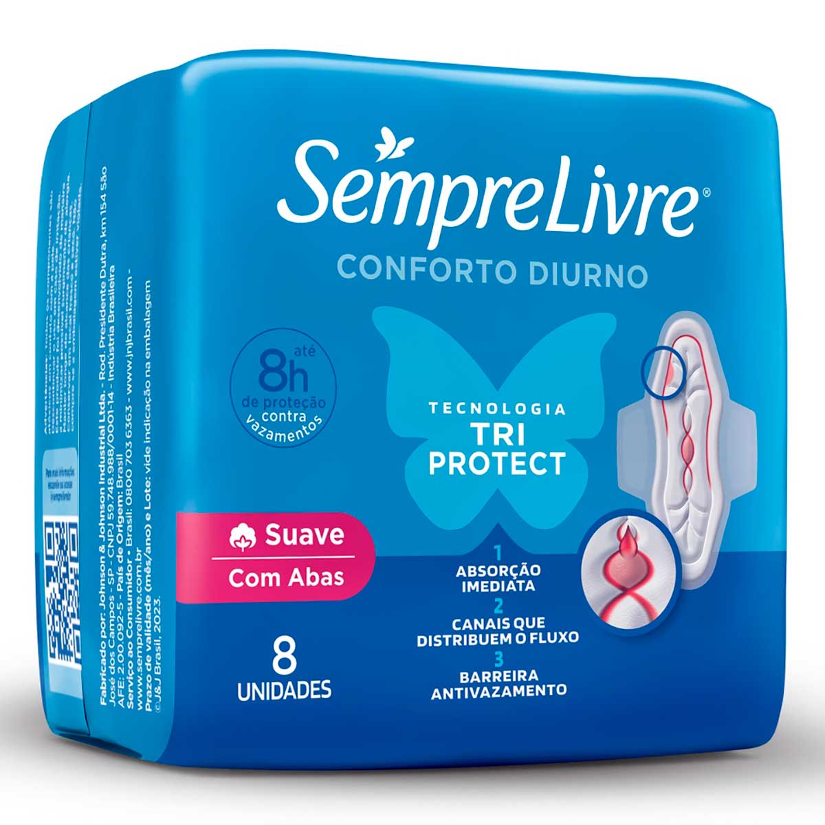 Absorvente com Abas Malha Suave Sempre Livre Adapt Plus 8 Unidades