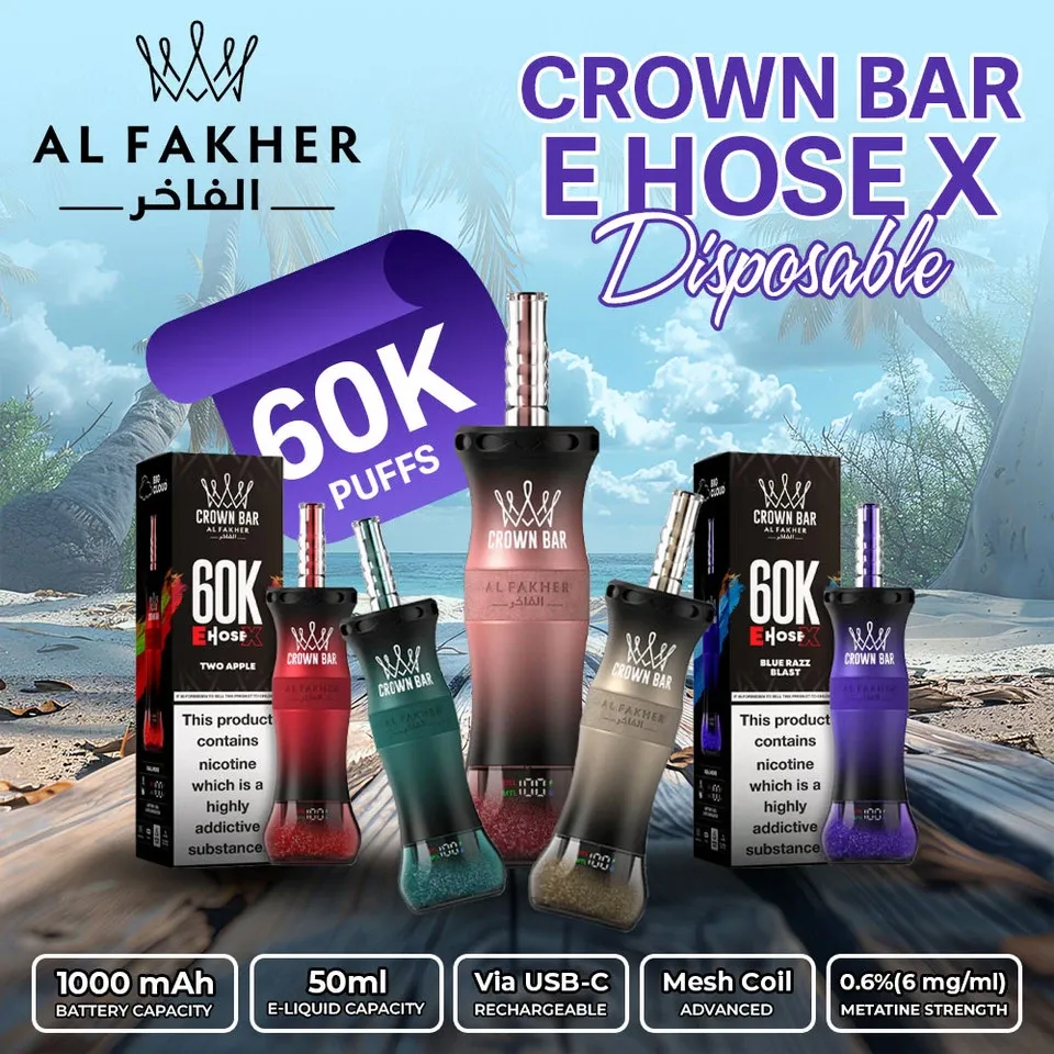 Al Fakher Crown Bar E-Hose X Disposable – 60000 Puffs 🔥