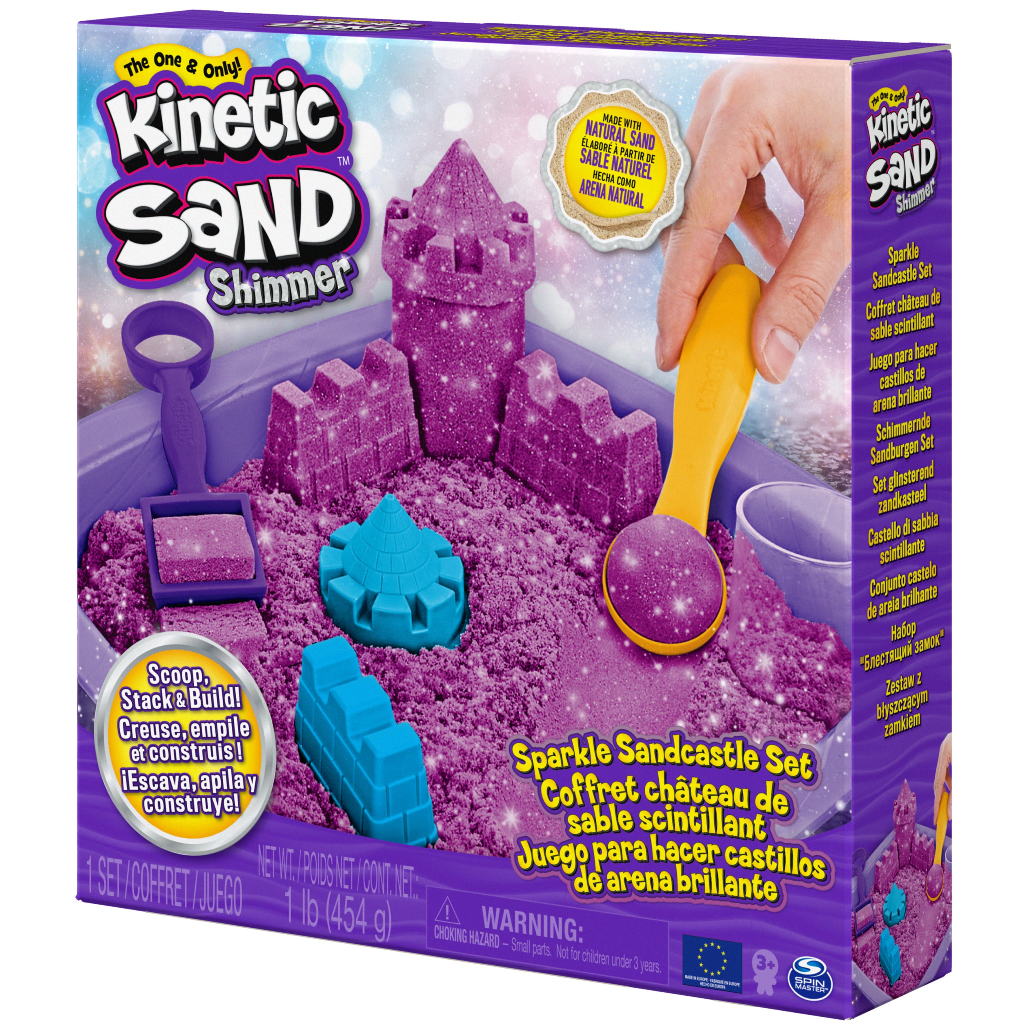 Kinetic Sand Sparkle Sandcastle Set w/ 1lb Purple Shimmer Kinetic Sand