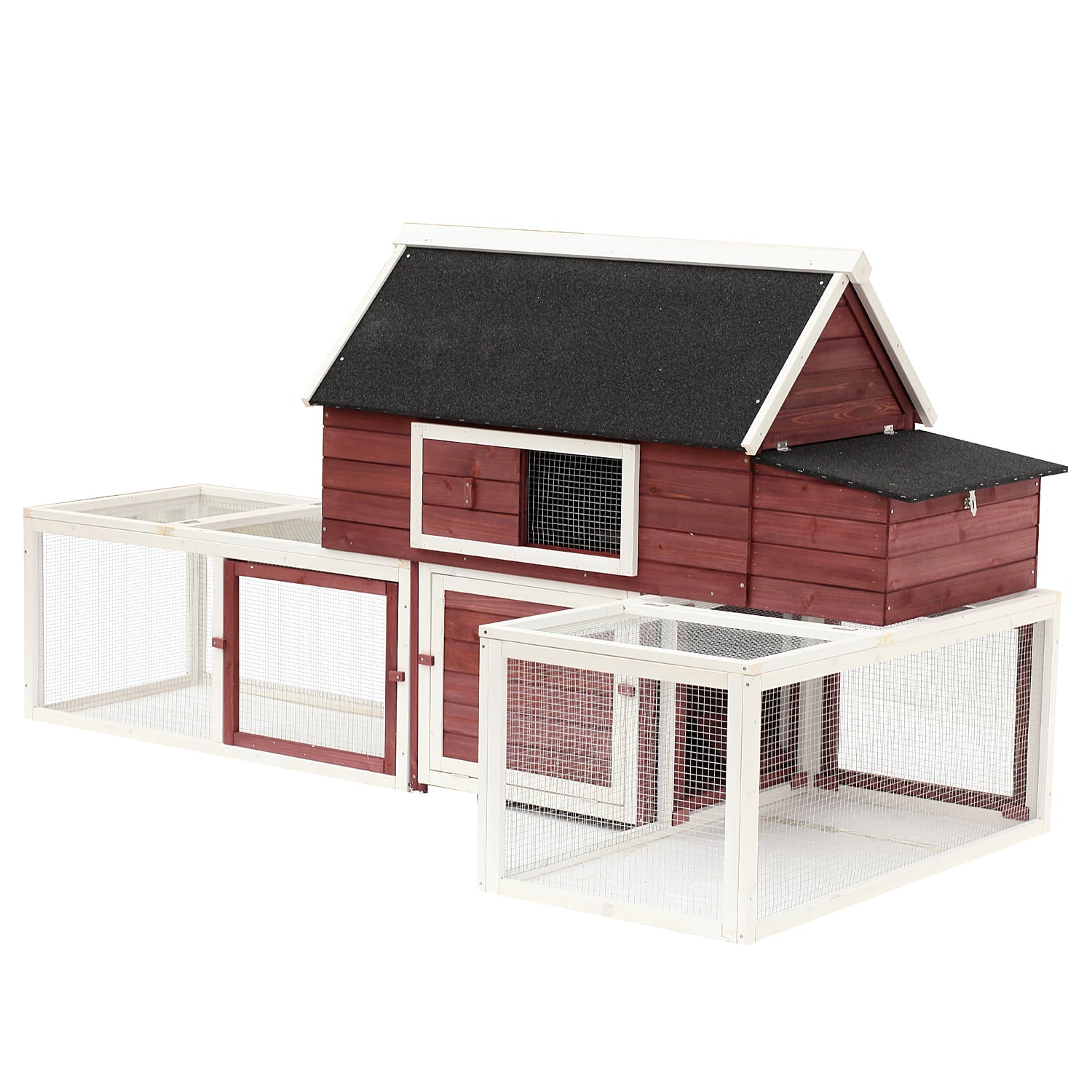 Pawhut Wooden Customizable Backyard Chicken Coop With Nesting Box and Runs， 114