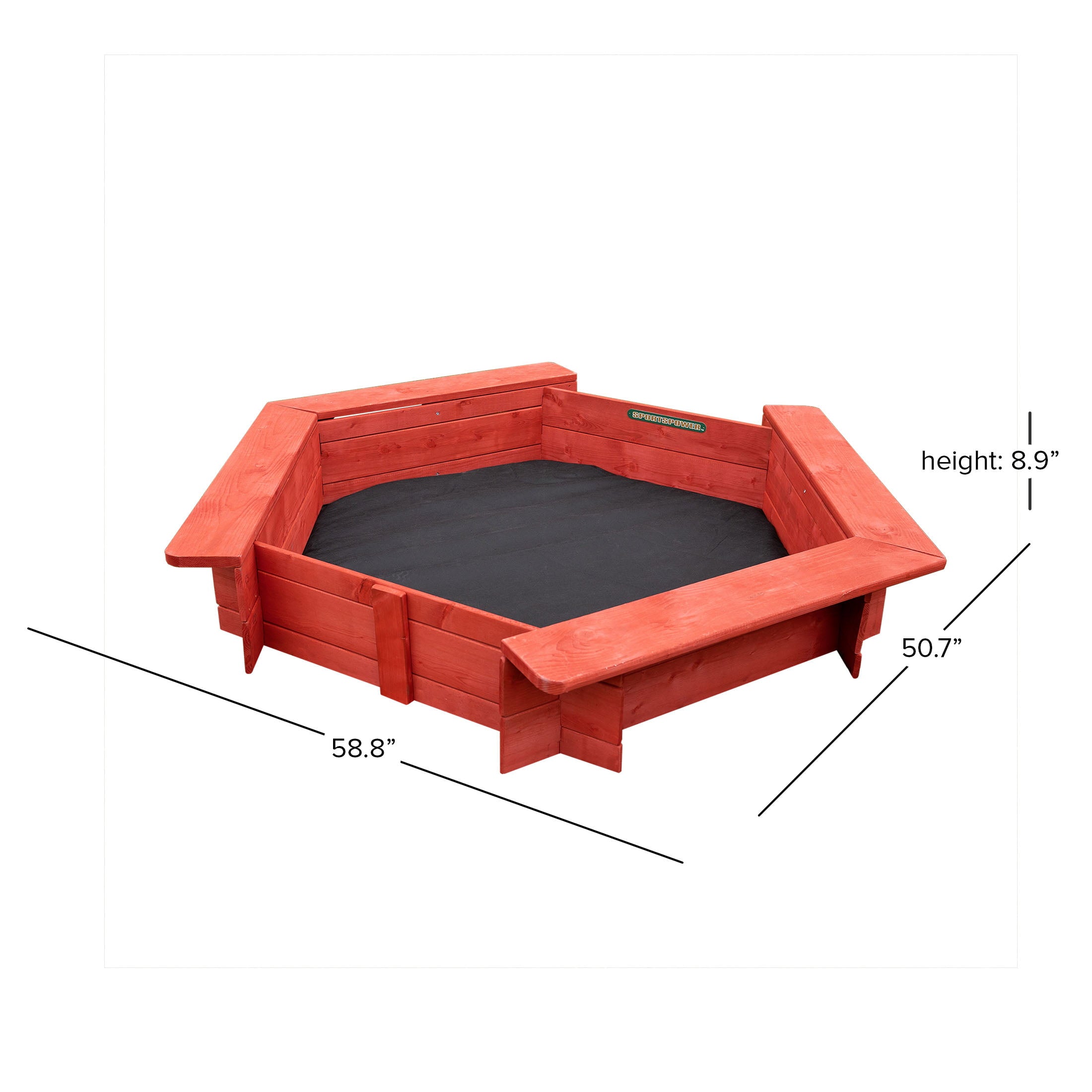 Sportspower 4.9’ x 4.2’ Hexagon Sandbox with Cover and Ground Liner