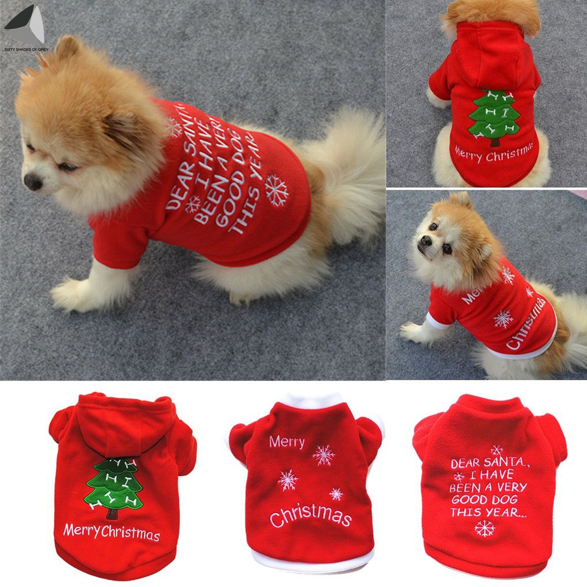 Sixtyshades Christmas Dog Clothes Super Soft and Warm Pet Vest Sweater Shirts for Small Dogs Cats Puppy (M， Merry Christmas)