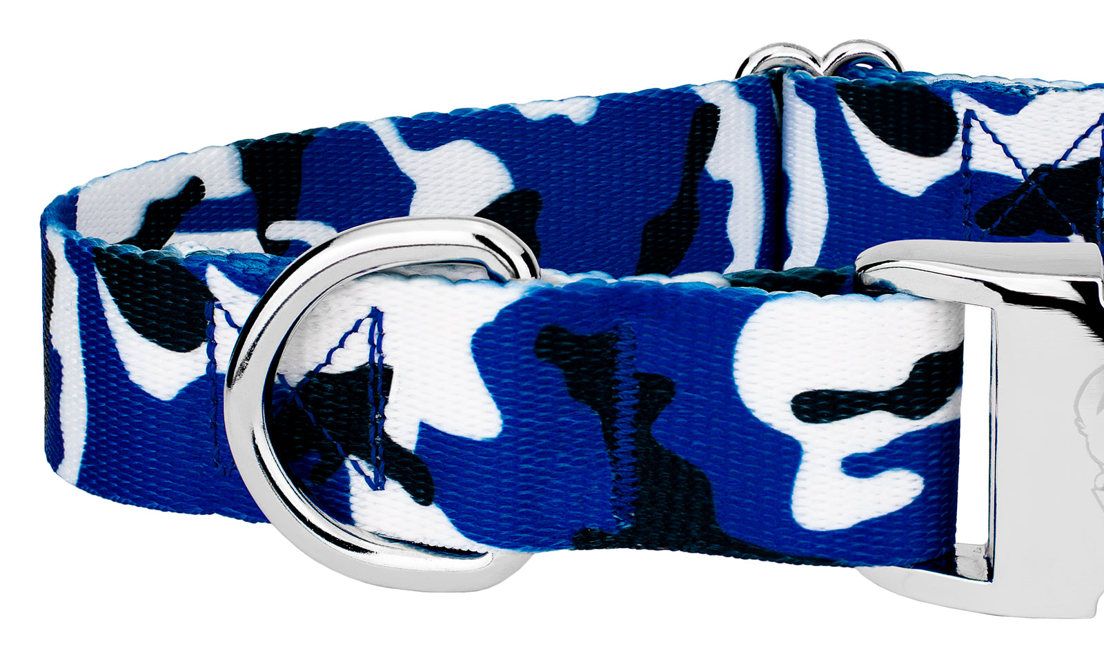 Country Brook Petz® Premium Royal Blue and White Camo Dog Collar and Leash， Extra Large