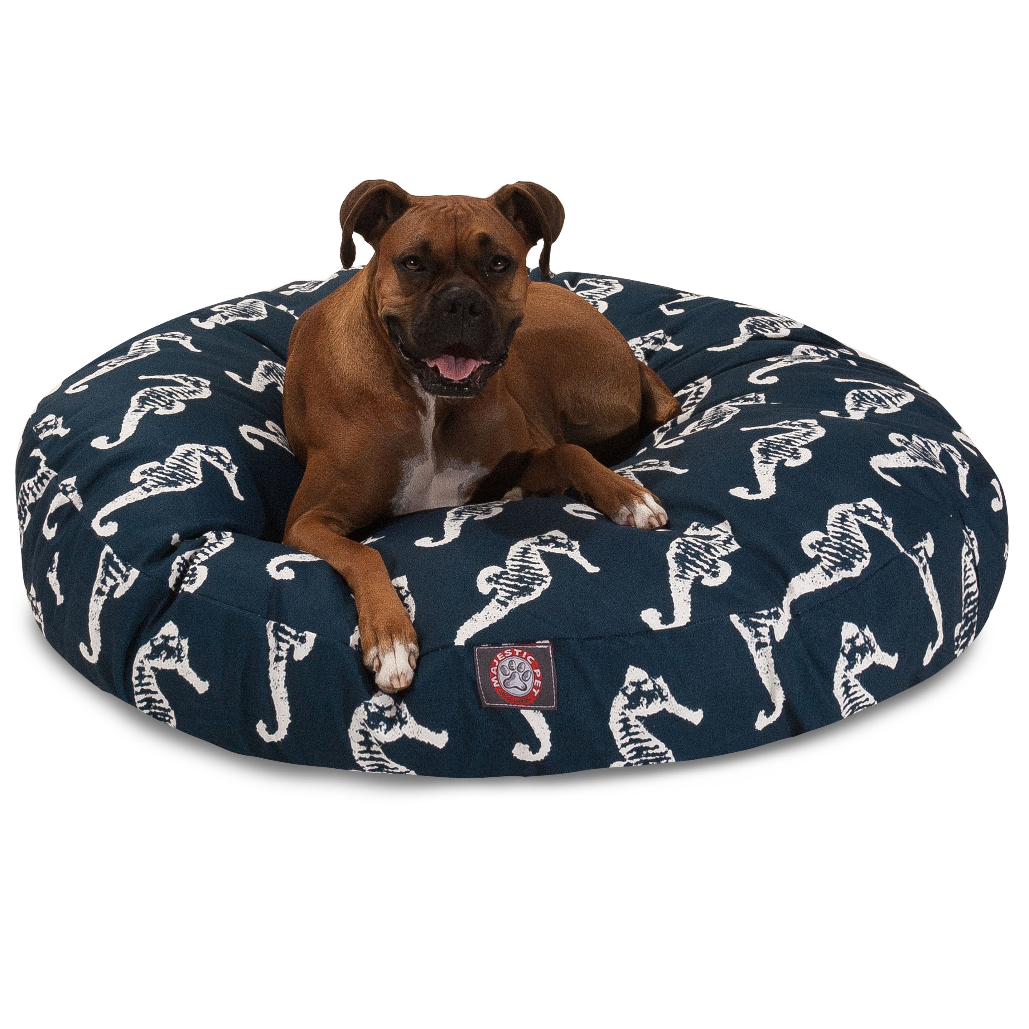 Majestic Pet | Sea Horse Round Pet Bed For Dogs， Removable Cover， Navy， Large