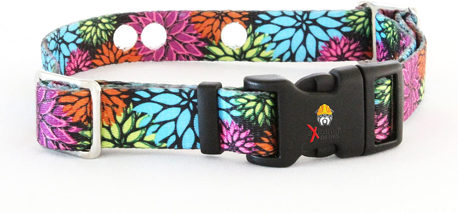 Extreme Dog Fence Replacement Containment and Training Collar Strap for Most Underground Electric Dog Fence Brands - Flower Days (Large: 18