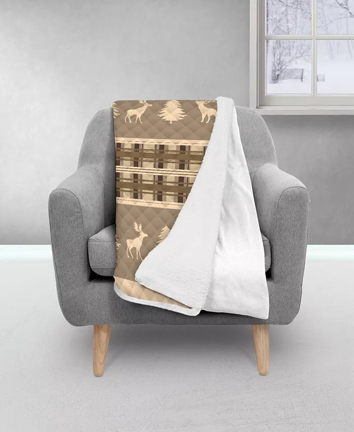 Mod Lifestyles Colorado Woodland Sherpa Back Quilted Throw， 60