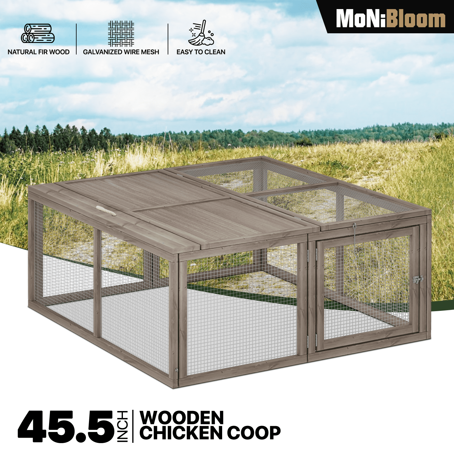 MoNiBloom Chicken Coop Rabbit Hutch， 45.5