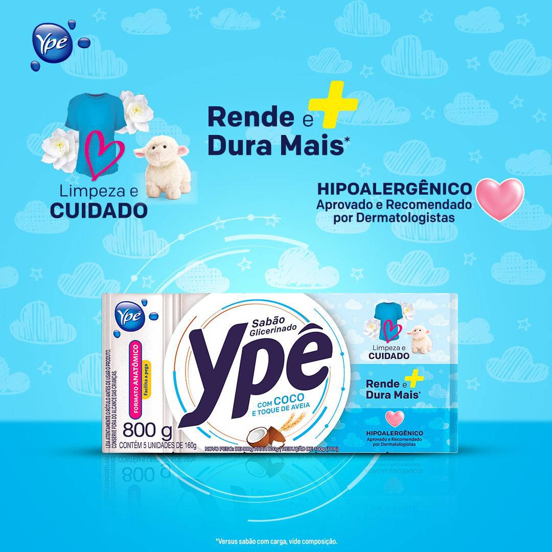 Sabao em Barra Ype Coco e Aveia 800g