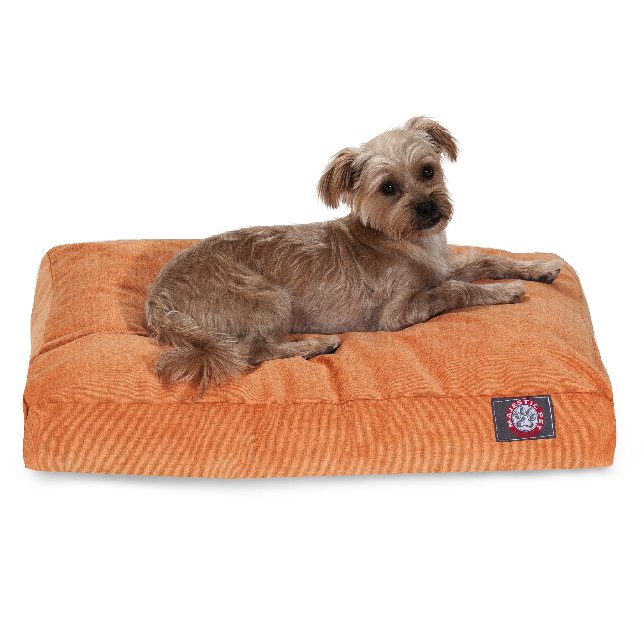 Majestic Pet | Villa Velvet Rectangle Pet Bed For Dogs， Removable Cover， Orange， Large