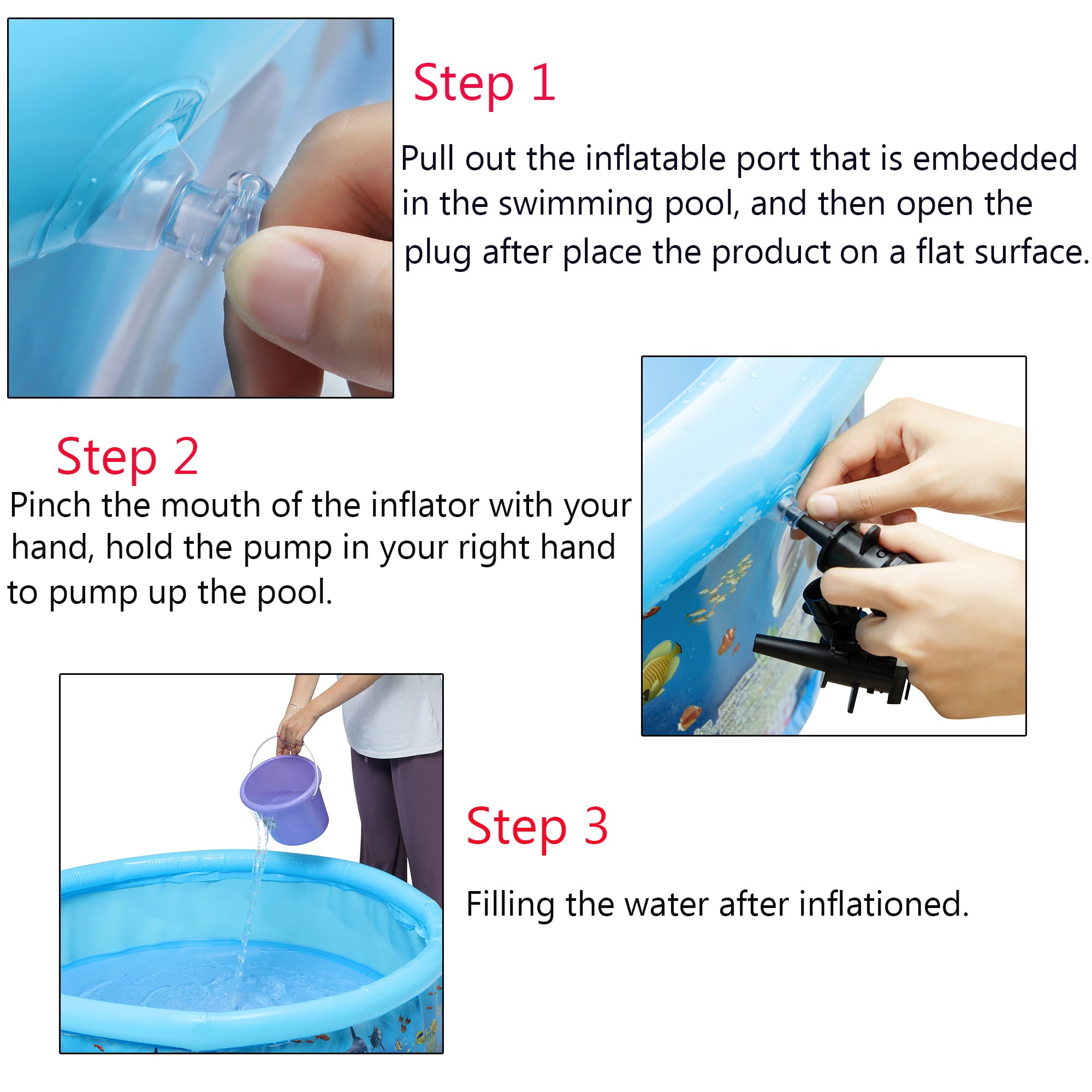 Swimming Pools for Kids and Adults， Inflatable Swimming Pool for Kids， Large Family Size Blow Up Pool for Outdoor Water Fun