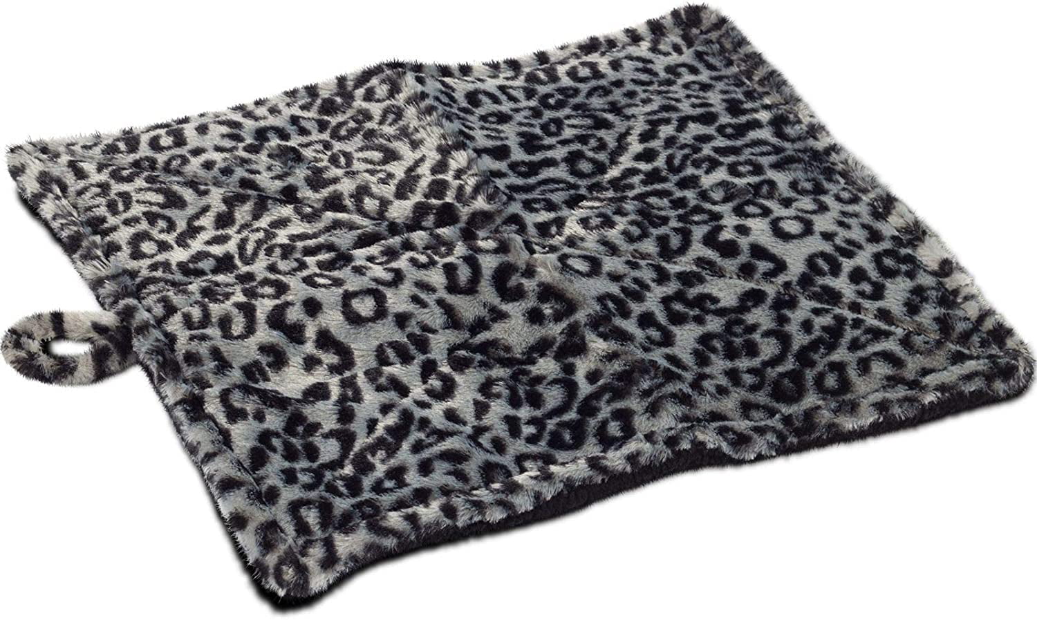 Paws and Pals Self Warming Medium Cat Pet Bed Gray Black Leopard Print (20x17.5x0.1 inches)