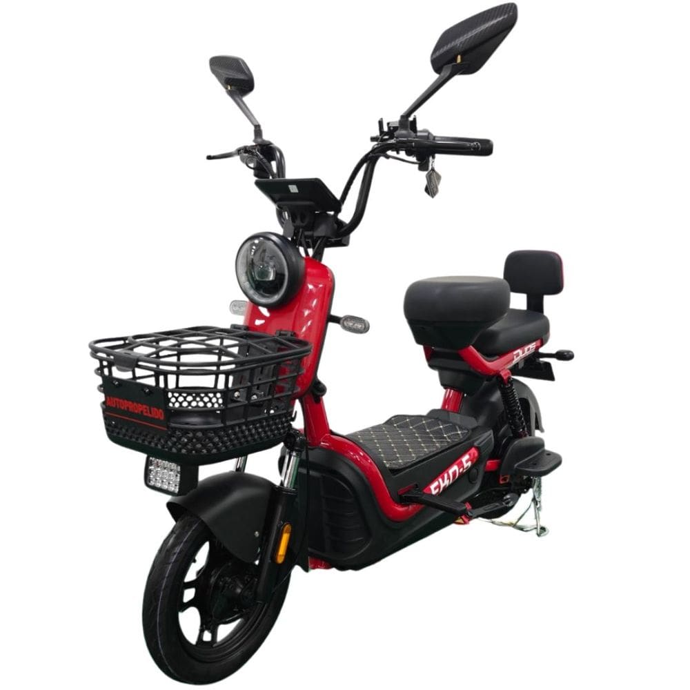Bicicleta Scooter Elétrica 600W Alarme Eko-5 Vermelha Duos