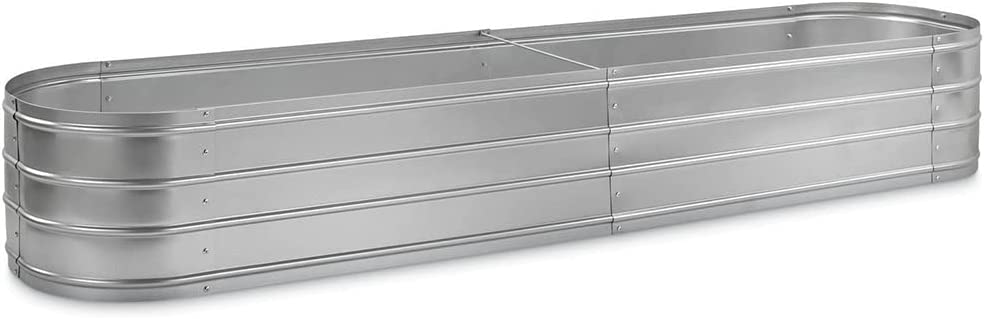 CASTLECREEK Large Oval Galvanized Steel Planter Box Raised Garden Bed, Outdoor Flowers, Herbs, Vegetable Planting Boxes, 79.25" l. x 18" w. x 11.8" h.