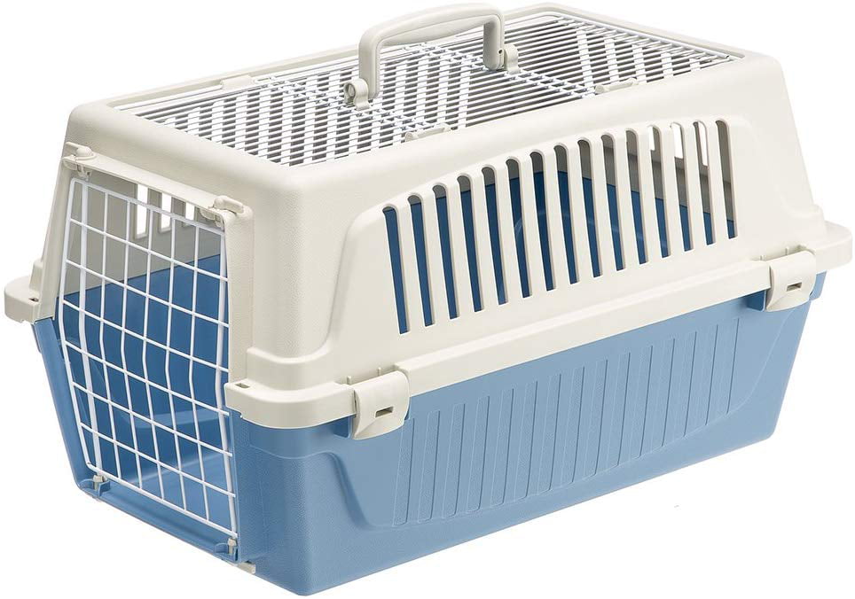 ATLAS Two Door Top Load Plastic Kennel and Pet Carrier， Blue 22-Inch