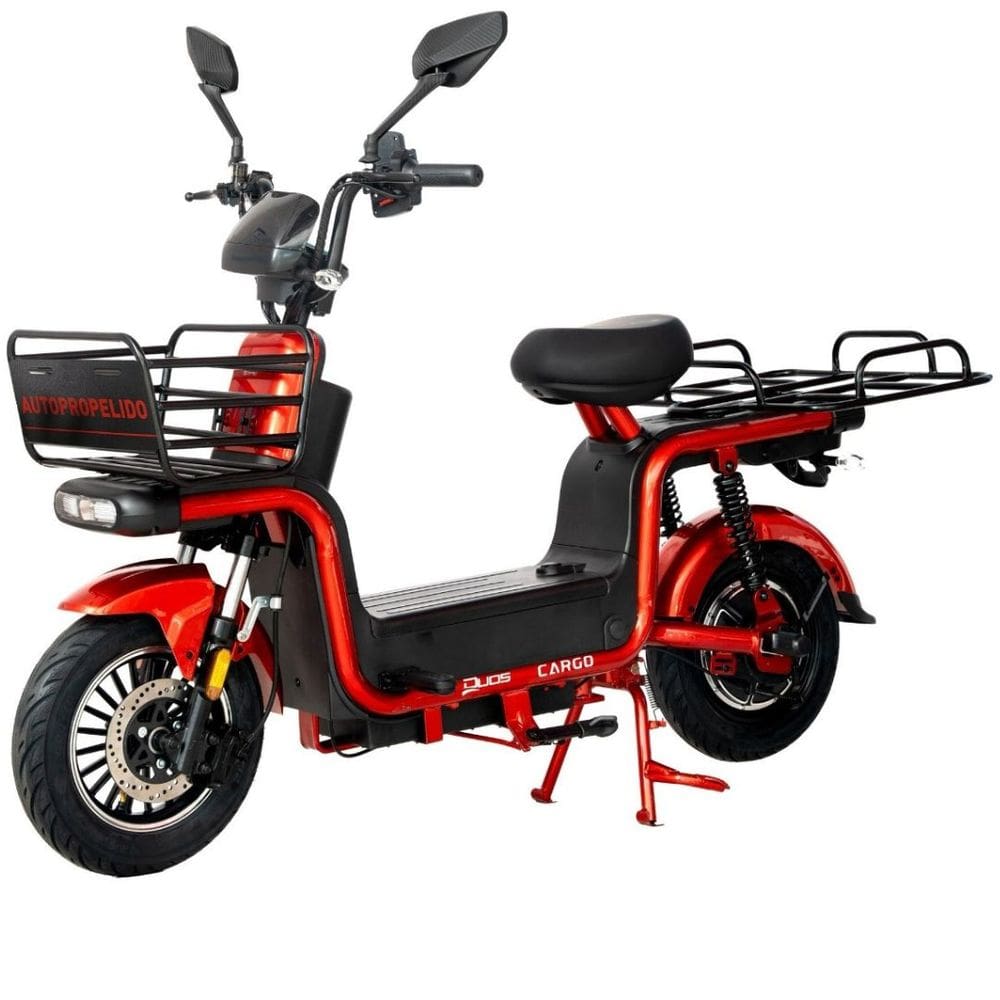 Bicicleta Elétrica 1000W Bateria de Lítio Alarme Cargo Duos Vermelha