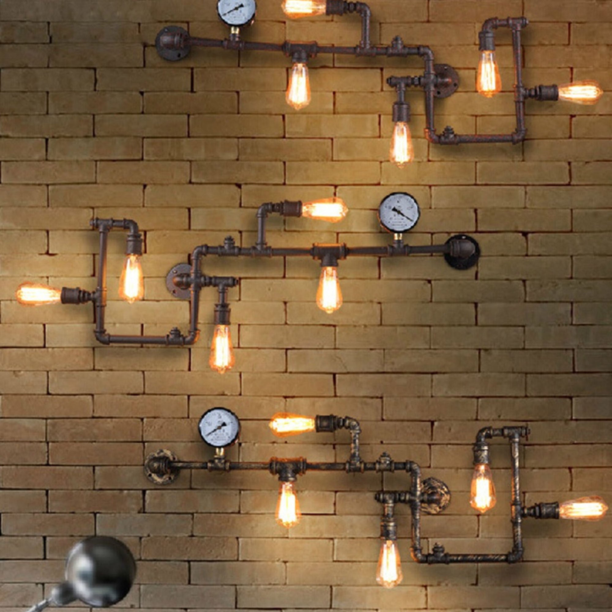 6 Heads Industrial Rustic Pipe  Wall Lamp  Cy-Bd-045