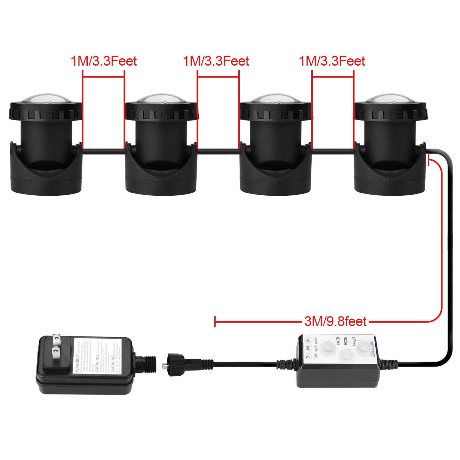 Image® 4 Pack 48LED Underwater Spotlight RGB Pond Lights Submersible Pool Fountain Aquarium Lamp