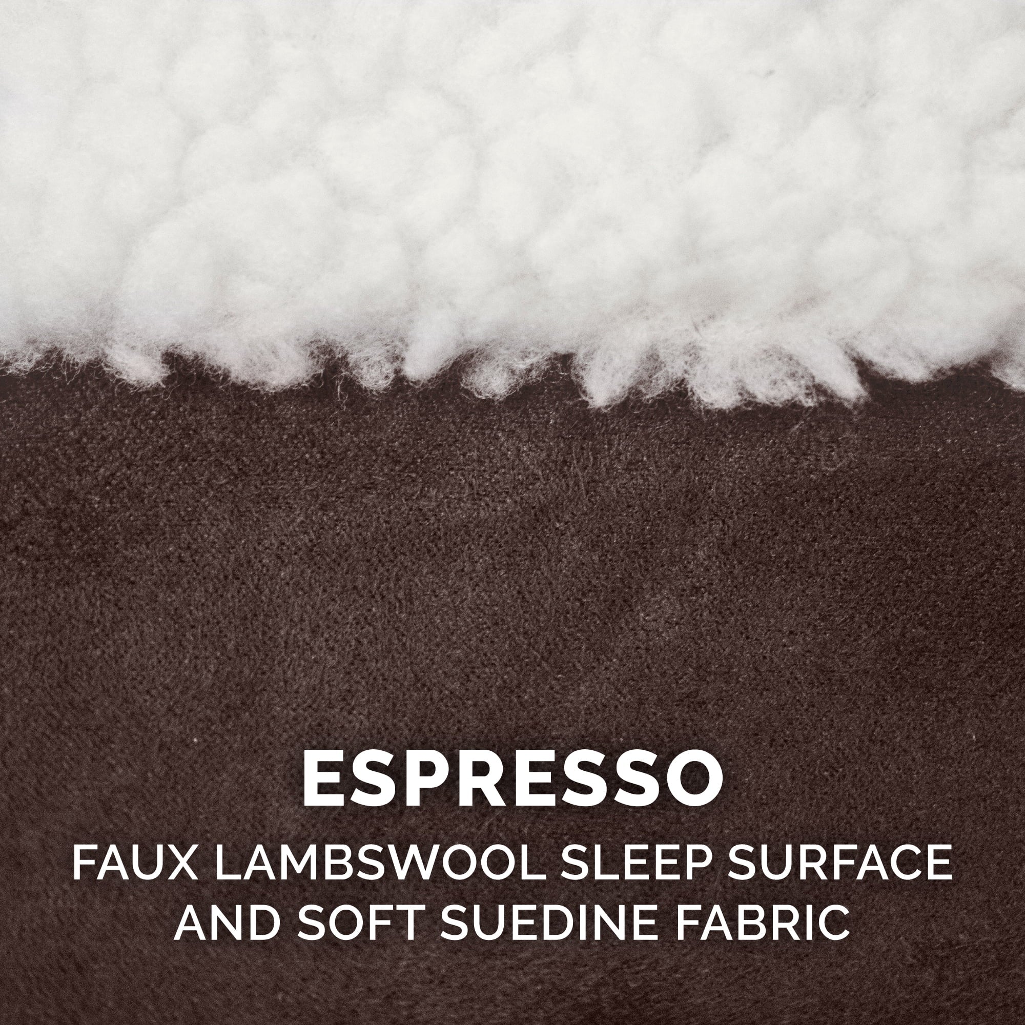 FurHaven | Orthopedic Faux Sheepskin and Suede Oval Pet Bed for Dogs and Cats， Espresso， Medium