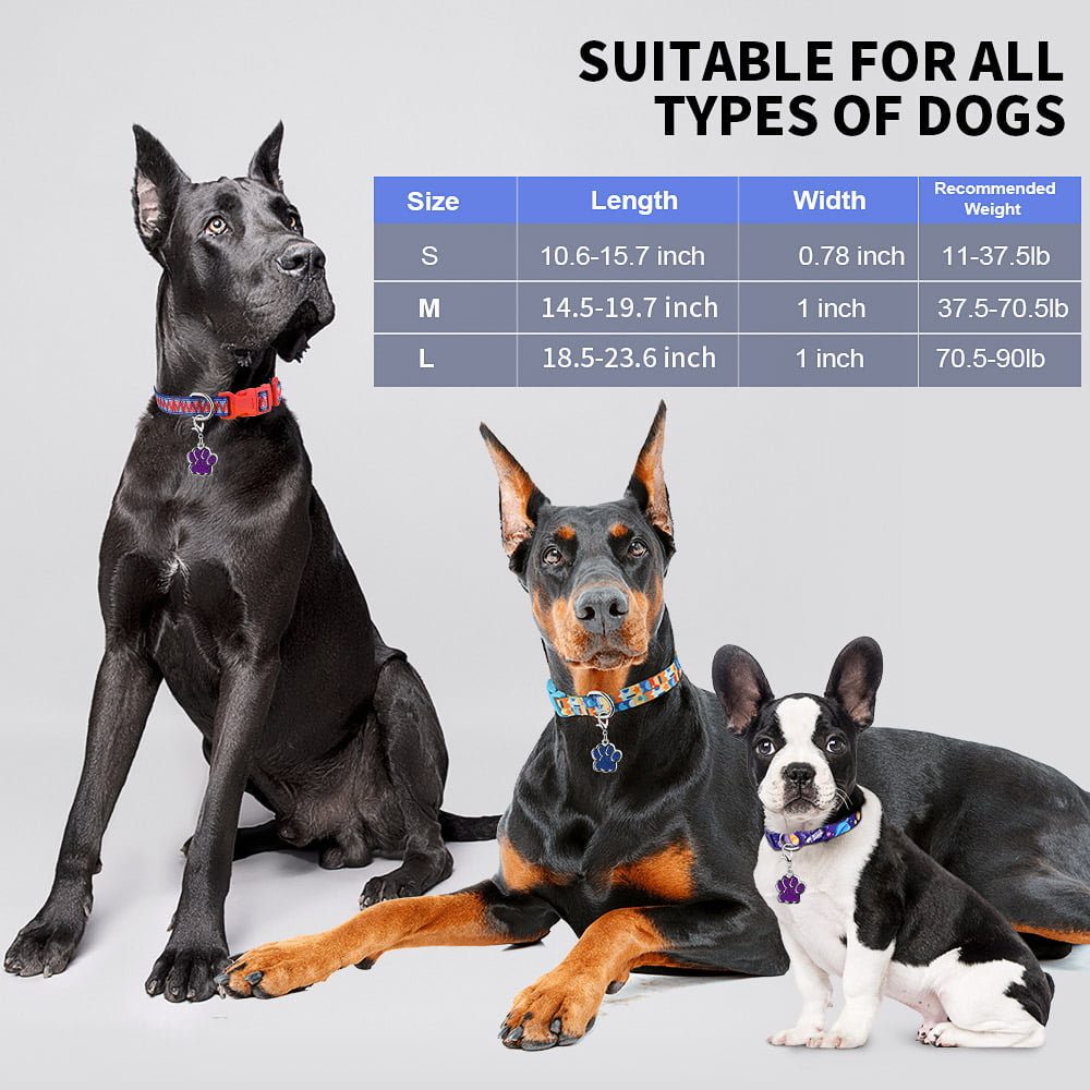 MASBRILL Dog Collar for Medium Dogs， Durable Comfortable Nylon Dog Collars， Adjustable Dog Collars with Buckle