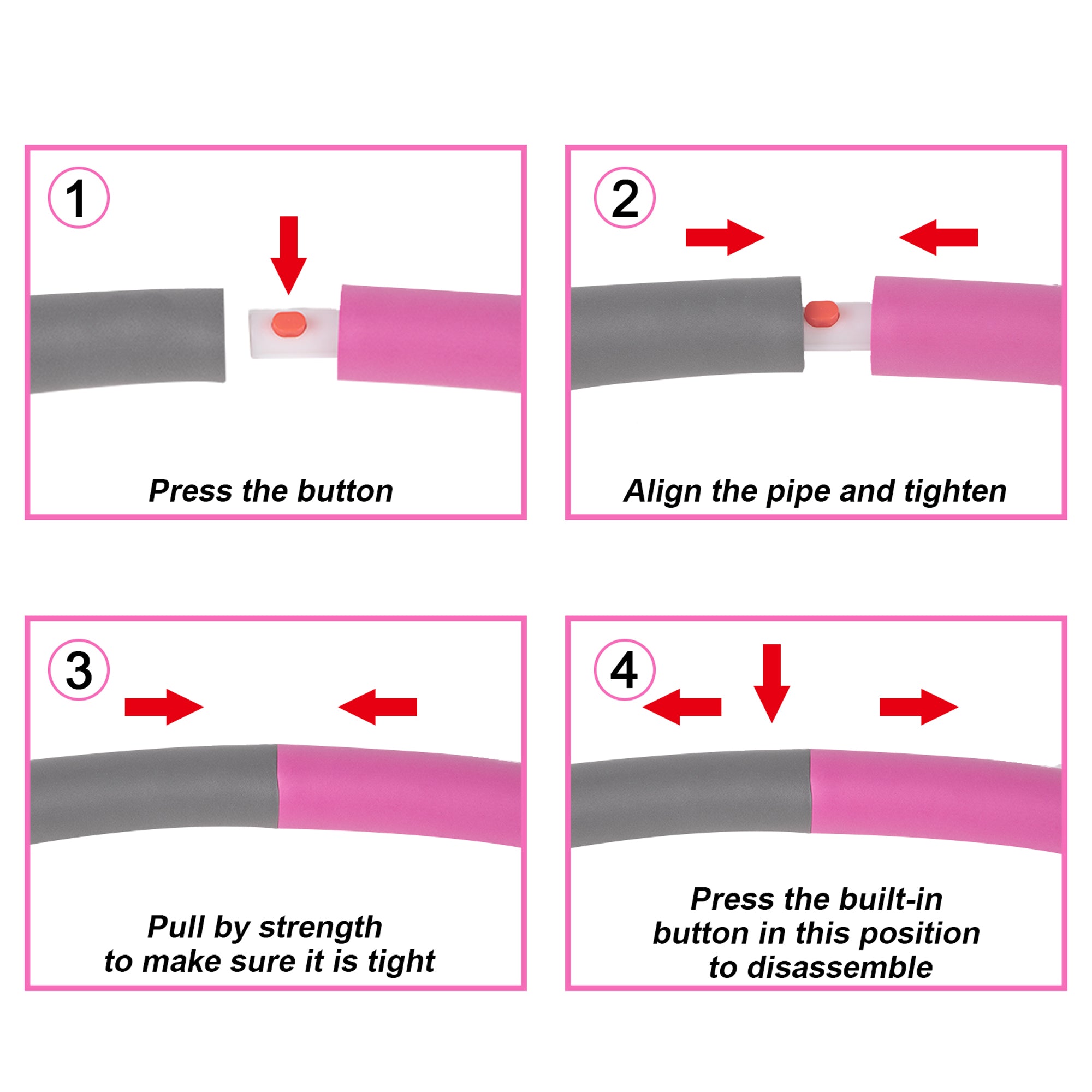 Liberry 2lb Detachable Exercise Hoop for Adults (Pink-Gray)