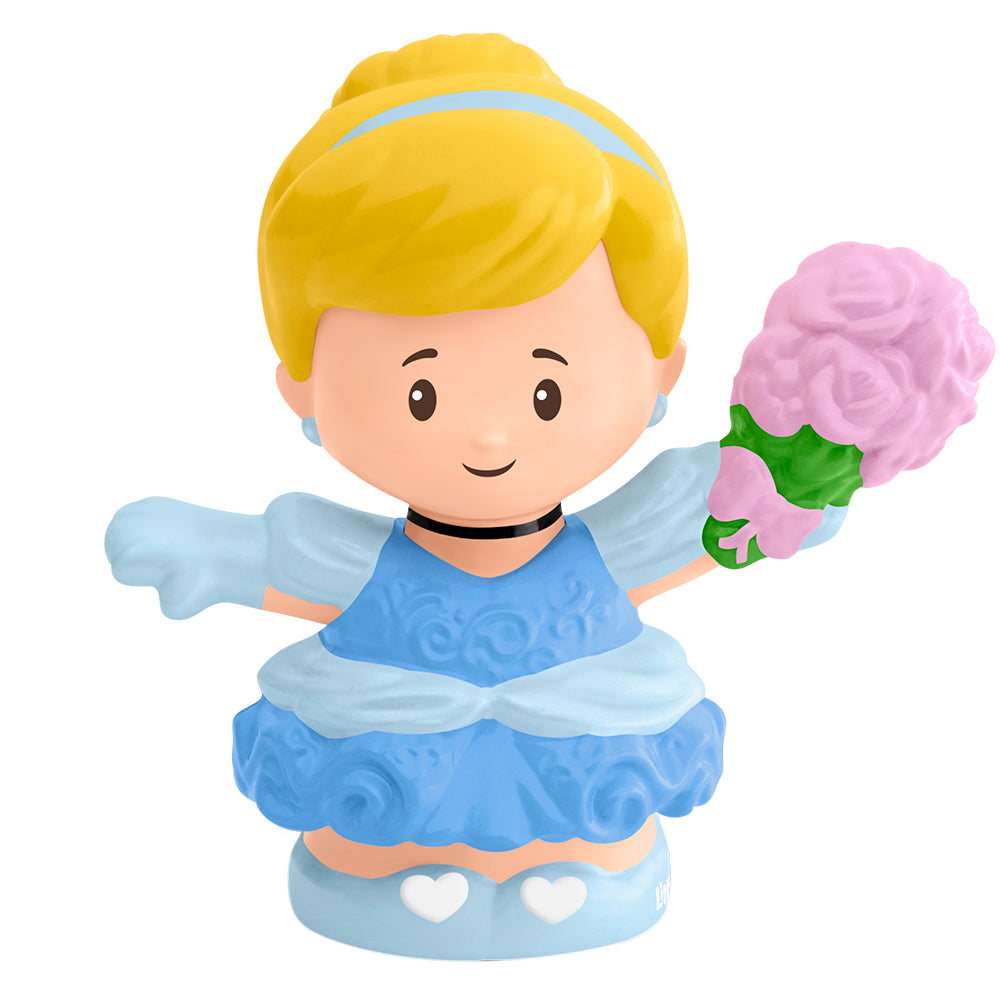 Replacement Part for Fisher-Price Little People Princess Cinderella and Prince Charming Figure Pack - FKW19 ~ Replacement Cinderella Figure ~ Wearing Blue Dress and Carrying a Pink Bouquet of Flowers
