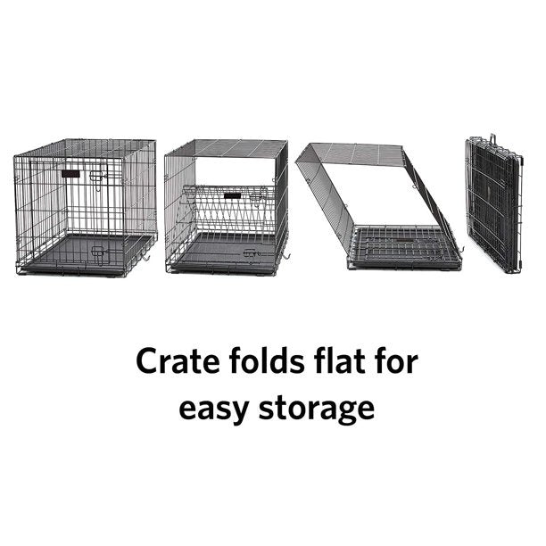 Dog Crate Starter Kit | 1 Double-Door iCrate， 1 Pet Bed， 1Crate Cover and 2 Pet Bowls， Medium 30