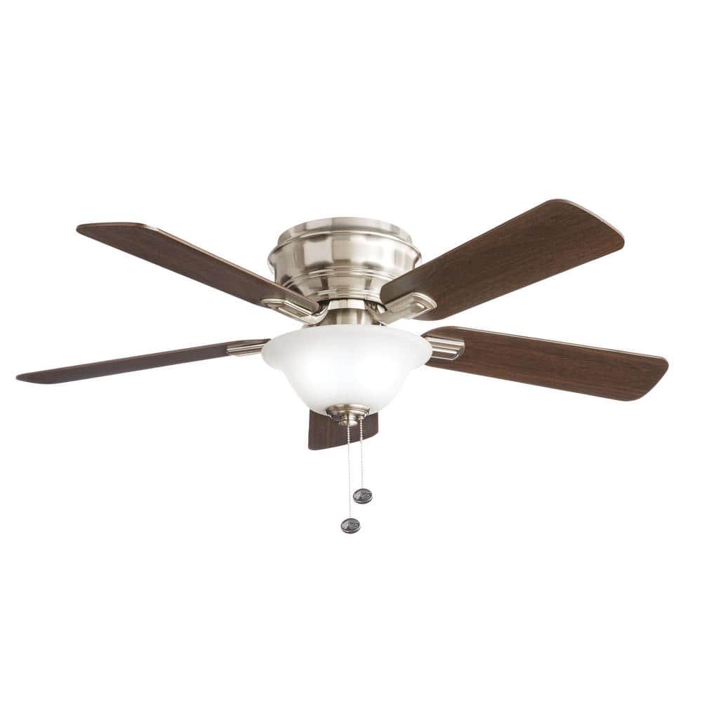 Hampton Bay Hawkins II 44 in LED Brushed Nickel Ceiling Fan with Light