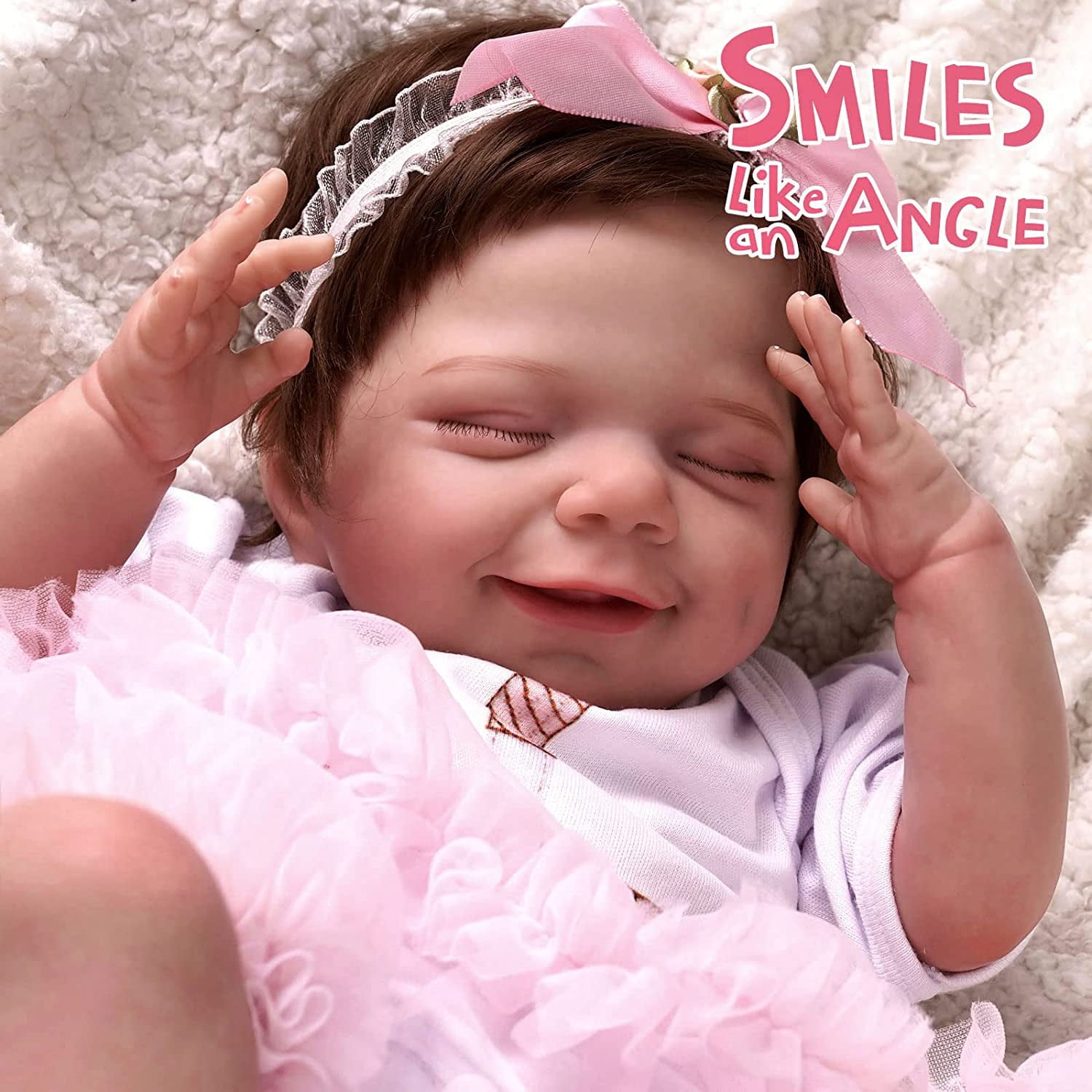JIZHI Lifelike Reborn Baby Dolls 20 inch Realistic Newborn Baby Dolls Sleeping Smile Baby Girl with Toy Accessories