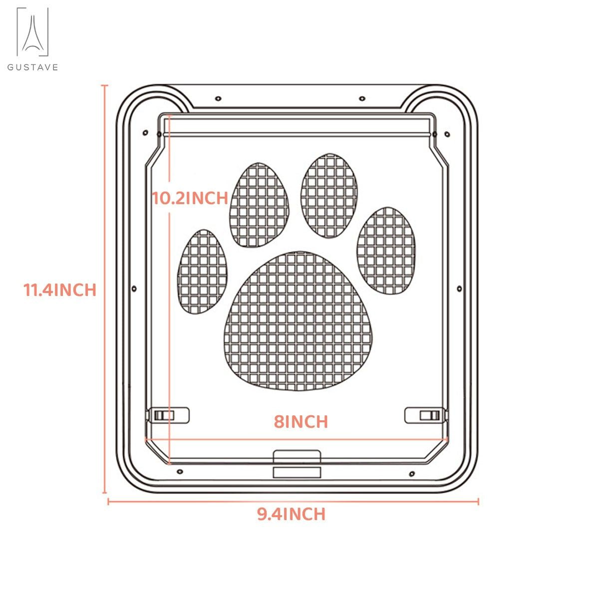 Gustave Dog Door Pet Screen Door Black with Magnetic Flap Automatic Close Lockable Cat Door Screen Gate for Small Dog and Cat