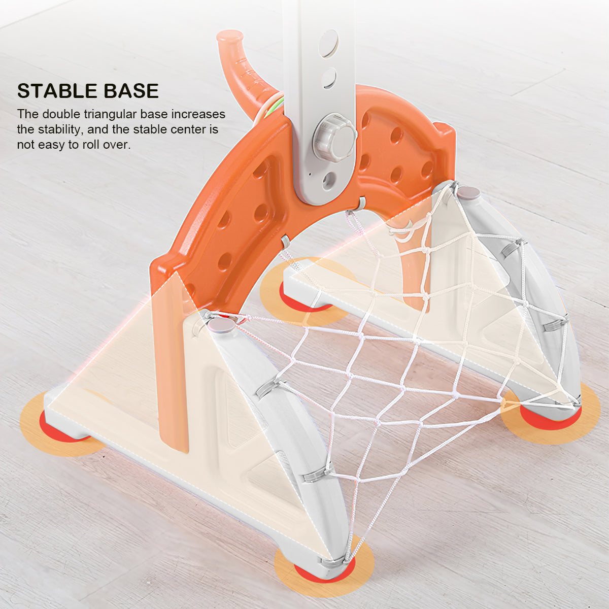 Basketball Hoop Set Stand， Kids 3-in-1 Sports Activity Center， Adjustable Basketball Stand Set with Ring Toss/Basketball /Football