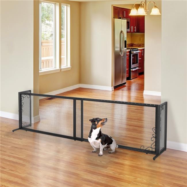 Richell 94947 40-71 x 18 x 20 in. Freestanding Metal Mesh Pet Gate - Antique Bronze - Large