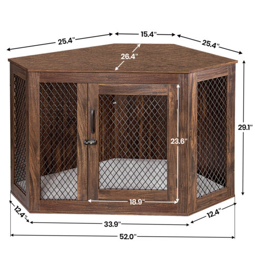 Dog Crate - Indoor Corner Cat And Dog Cage With Cushion(Medium/Large)