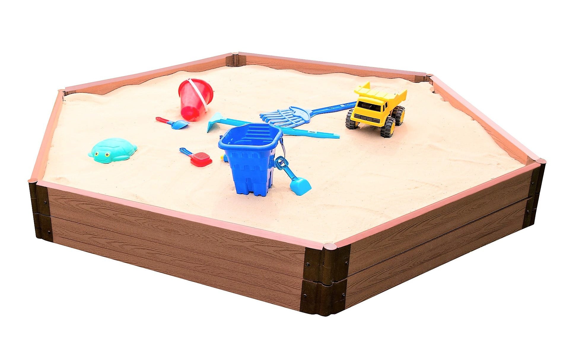 Frame It All Tool-Free Classic Sienna 7ft. x 8ft. x 11in. Composite Hexagon Sandbox Kit - 2
