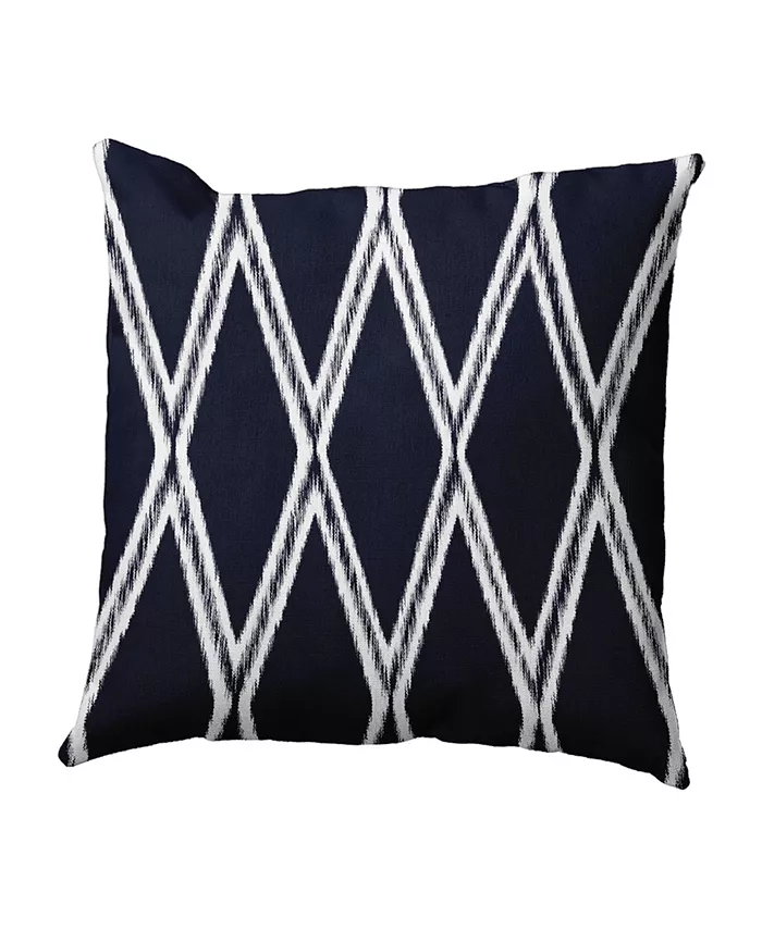 E by Design 16 Inch Blue Decorative Diamond Print Throw Pillow