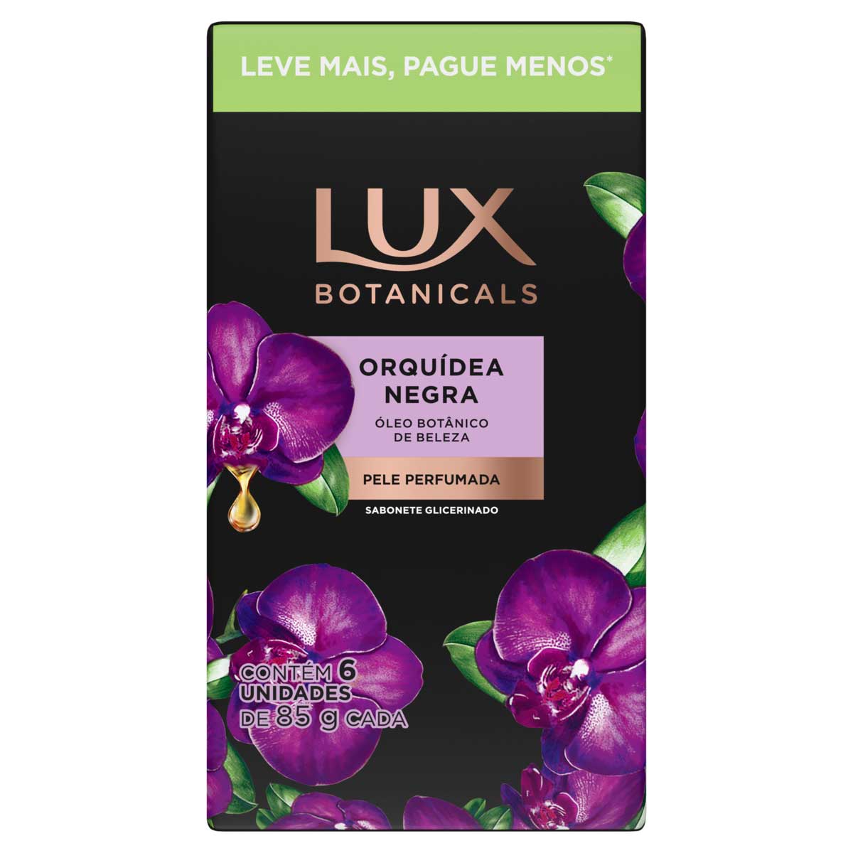 Pack Sabonete Barra de Glicerina Orquidea Negra Lux Botanicals Envoltorio 6 Unidades 85g Cada Leve Mais Pague Menos