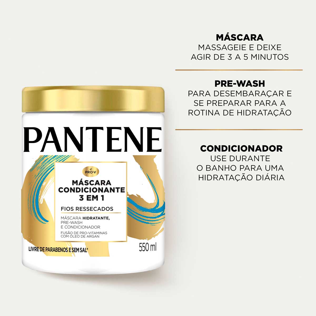 Mascara Pantene Pro-Vitaminas 3 em 1 Condicionante 550ml