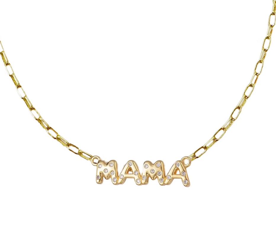 PRE-ORDER Diamond Dotted Mama Necklace apx 4/30