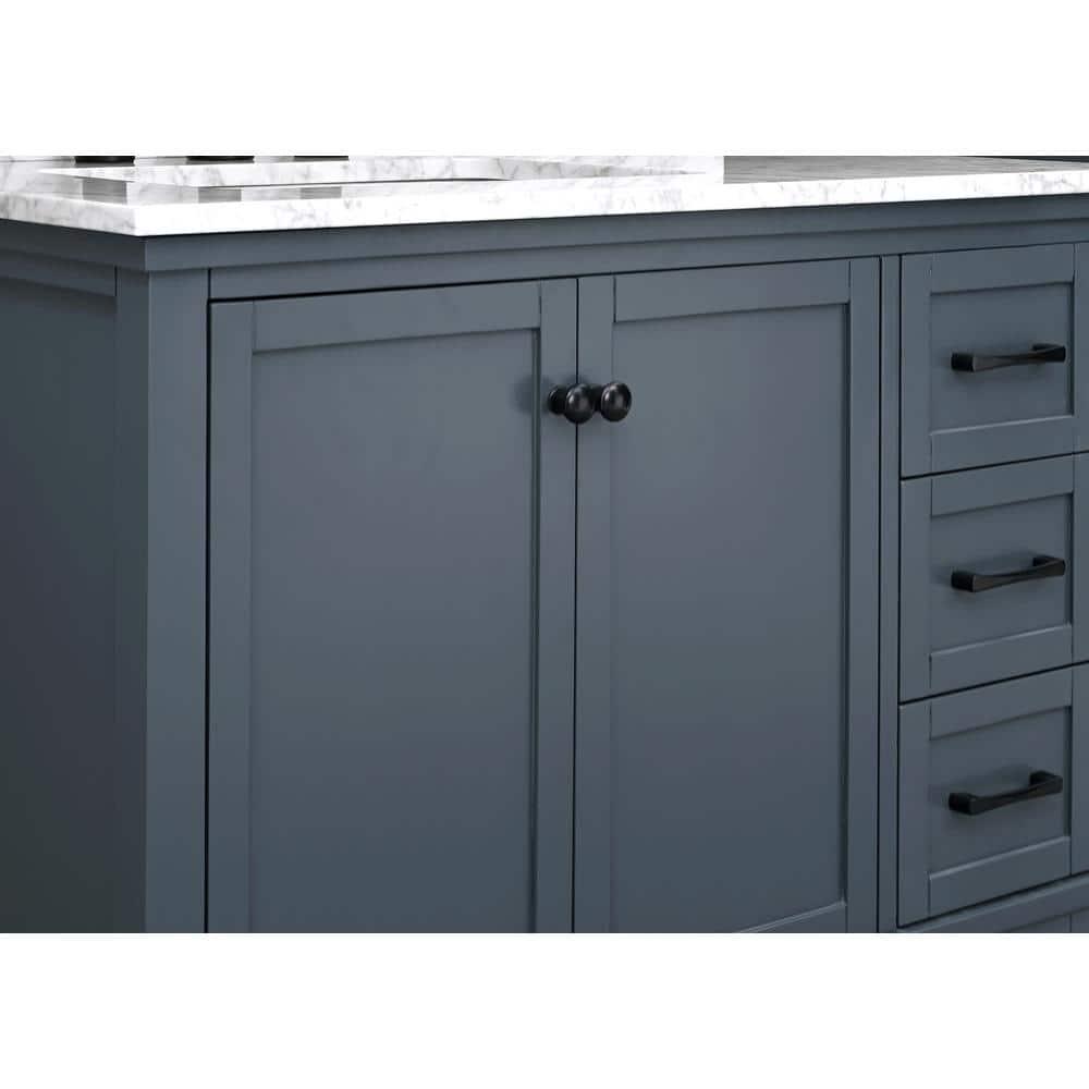 Home Decorators Collection Merryfield 37 in W x 22 in D x 35 in H Bathroom Vanity in Dark Gray with Carrara White Marble Top